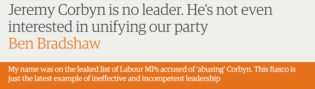 Jeremy Corbyn is no leader. He’s not even interested in unifying our party